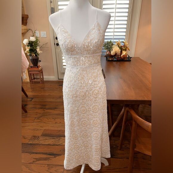 Expeess Limited Edition Sequin Lace V-Neck Midi Dress. Size 2. NWT - Picture 1 of 11